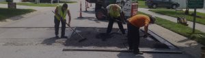 Spreading asphalt
